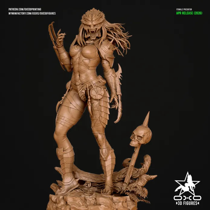 Female Predator Sculpture (75mm to 500mm) - Unassembled/Unpainted/3D Print