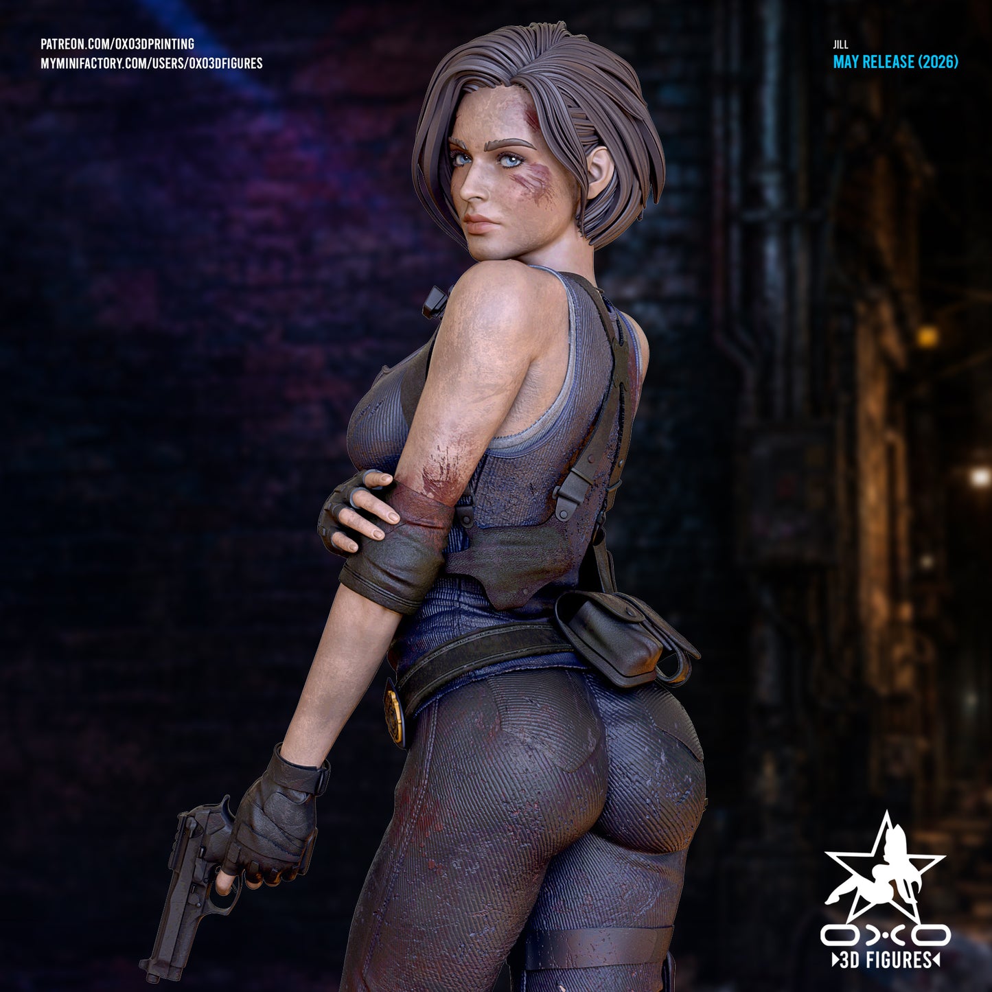 Jill Valentine Sculpture (75mm to 500mm) - Unassembled/Unpainted/3D Print