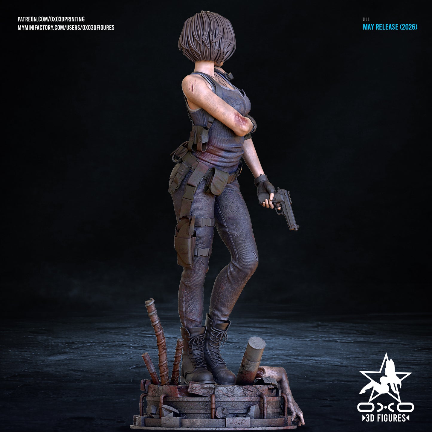 Jill Valentine Sculpture (75mm to 500mm) - Unassembled/Unpainted/3D Print
