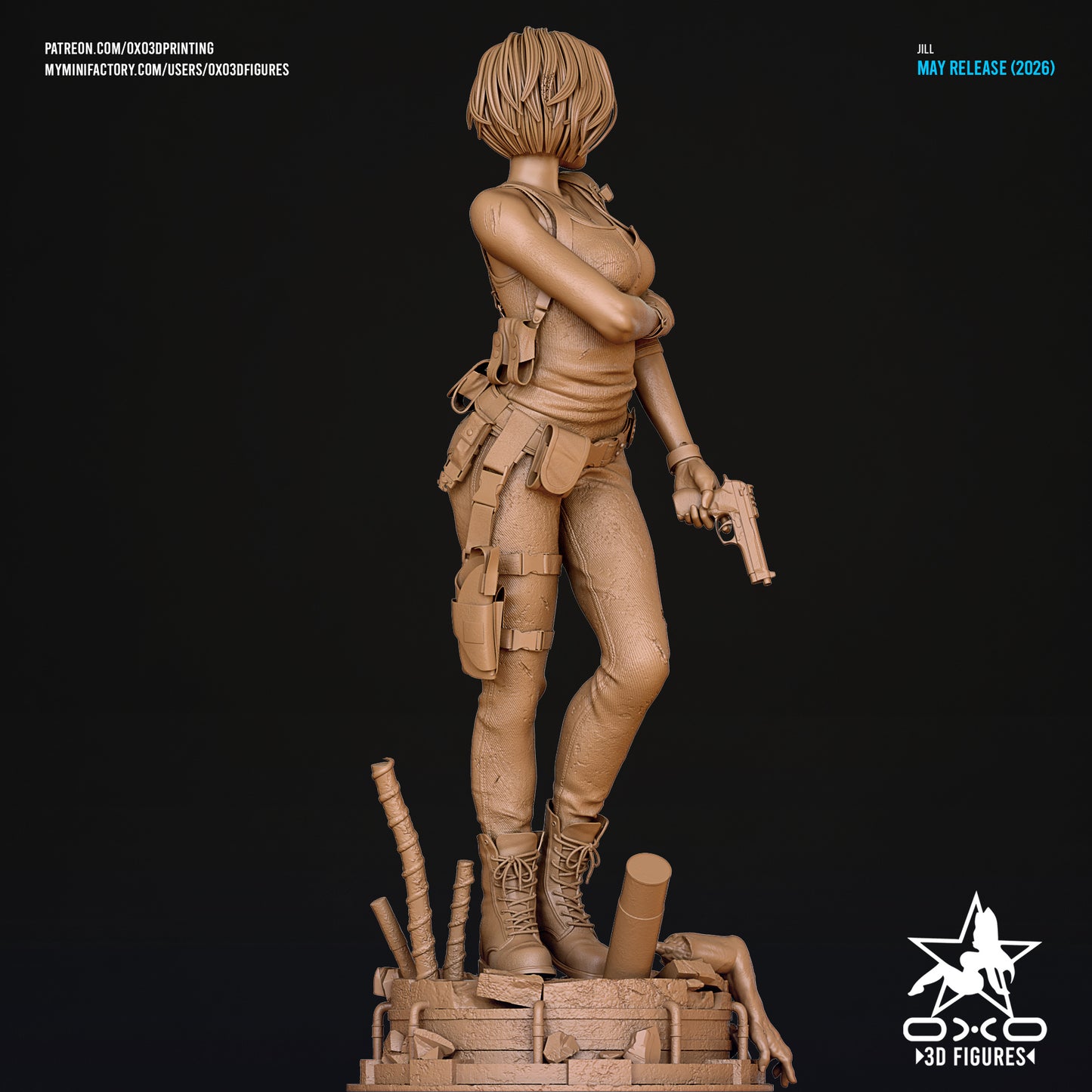Jill Valentine Sculpture (75mm to 500mm) - Unassembled/Unpainted/3D Print