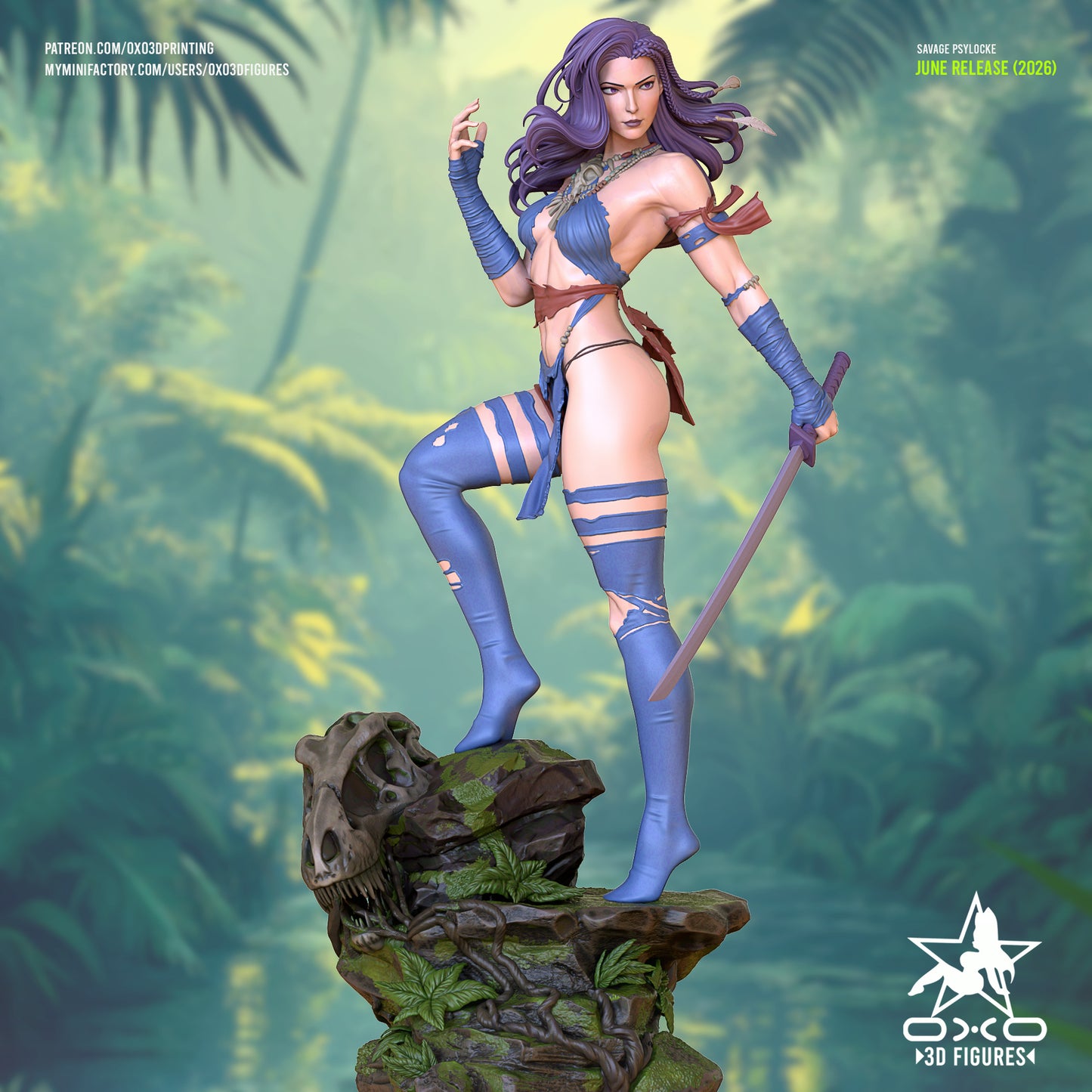 Savage Land Psylocke Sculpture (75mm to 500mm) - Unassembled/Unpainted/3D Print