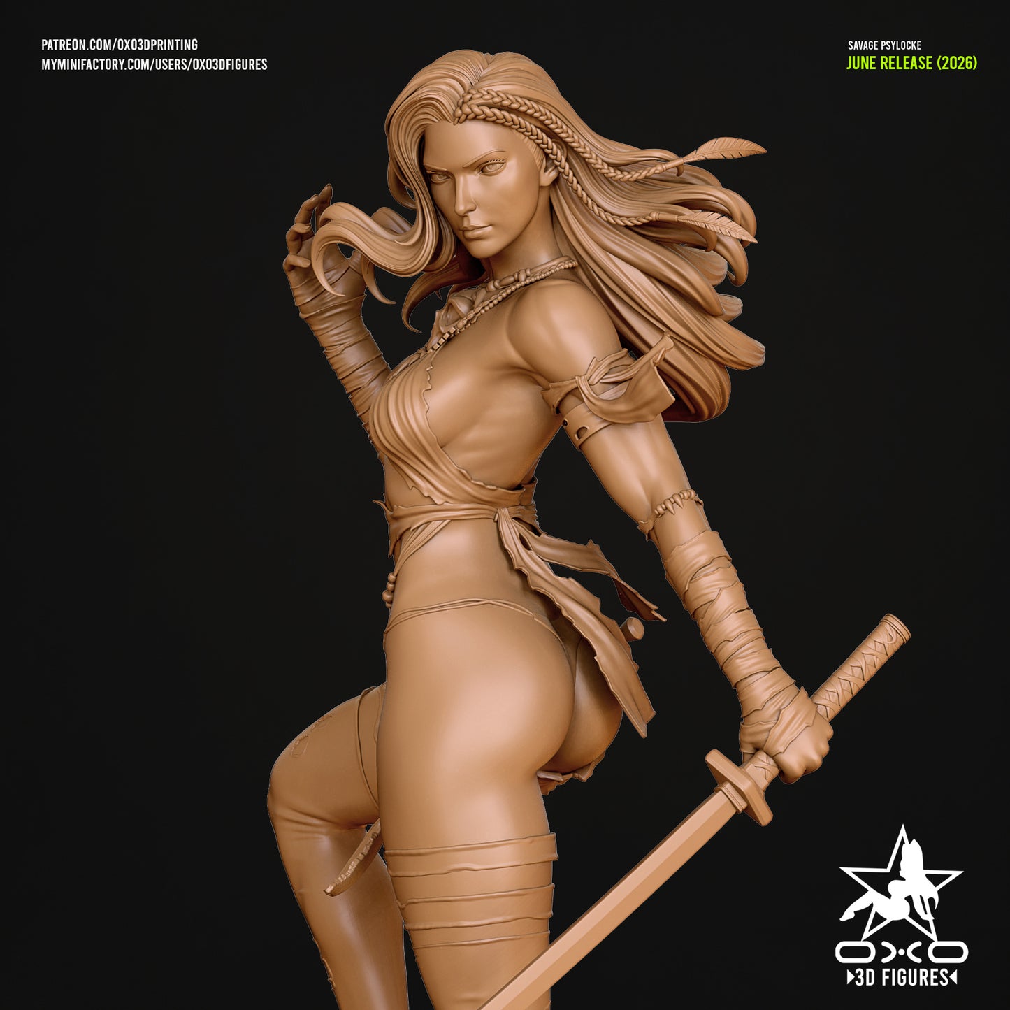 Savage Land Psylocke Sculpture (75mm to 500mm) - Unassembled/Unpainted/3D Print