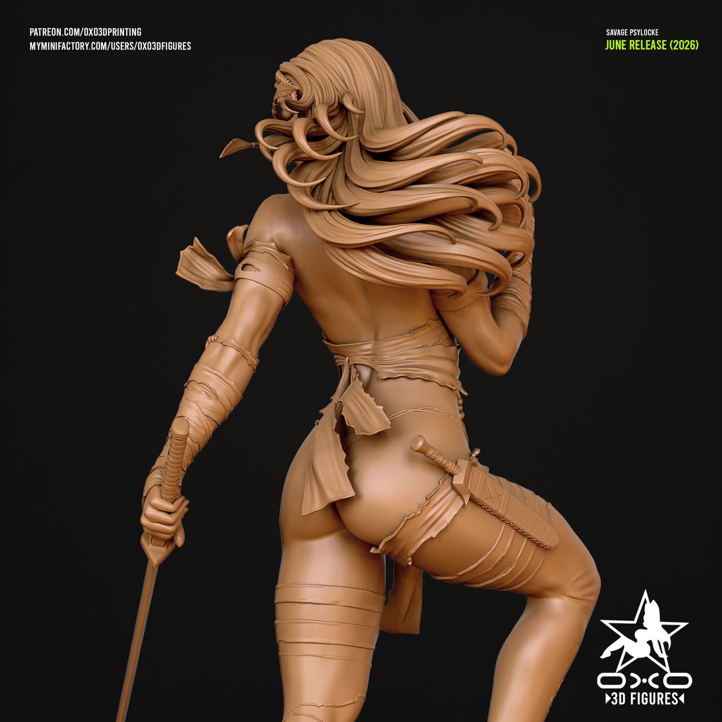 Savage Land Psylocke Sculpture (75mm to 500mm) - Unassembled/Unpainted/3D Print