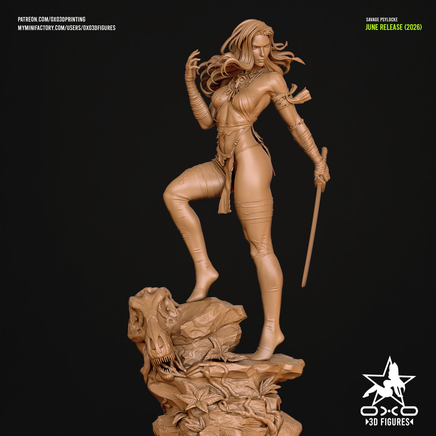 Savage Land Psylocke Sculpture (75mm to 500mm) - Unassembled/Unpainted/3D Print