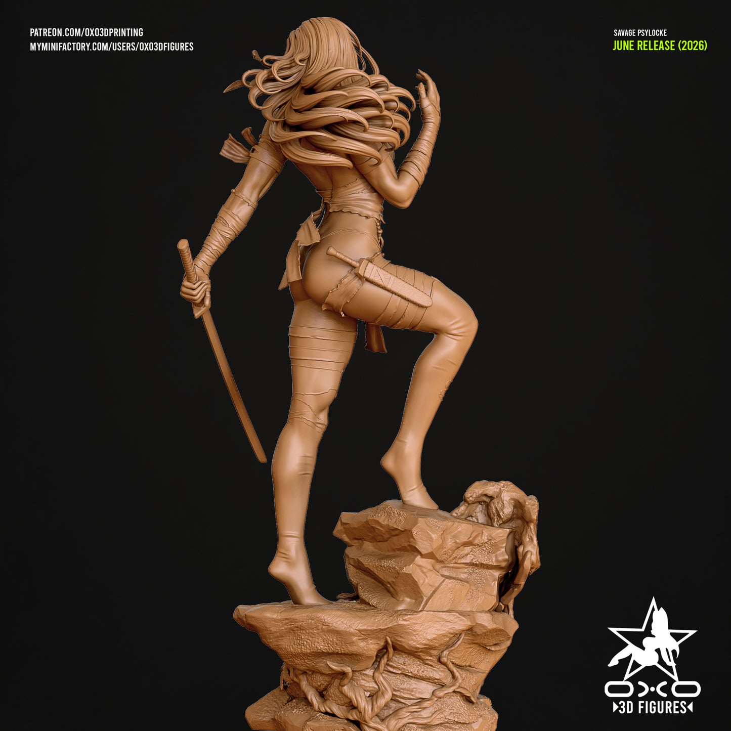 Savage Land Psylocke Sculpture (75mm to 500mm) - Unassembled/Unpainted/3D Print