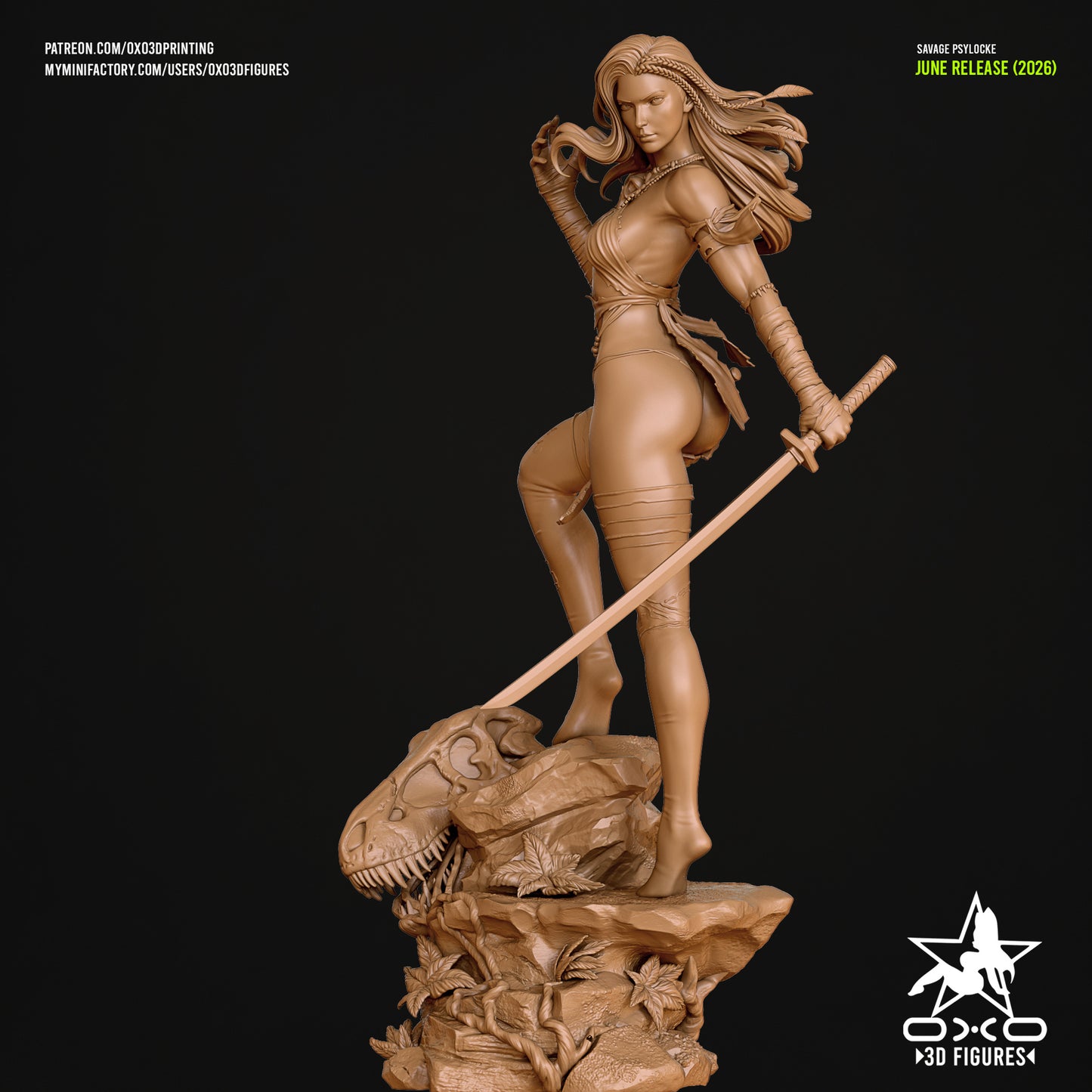 Savage Land Psylocke Sculpture (75mm to 500mm) - Unassembled/Unpainted/3D Print