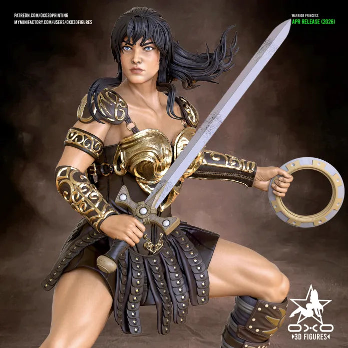 The Warrior Princess Sculpture (75mm to 500mm) - Unassembled/Unpainted/3D Print