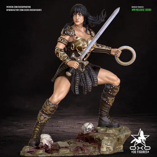 The Warrior Princess Sculpture (75mm to 500mm) - Unassembled/Unpainted/3D Print