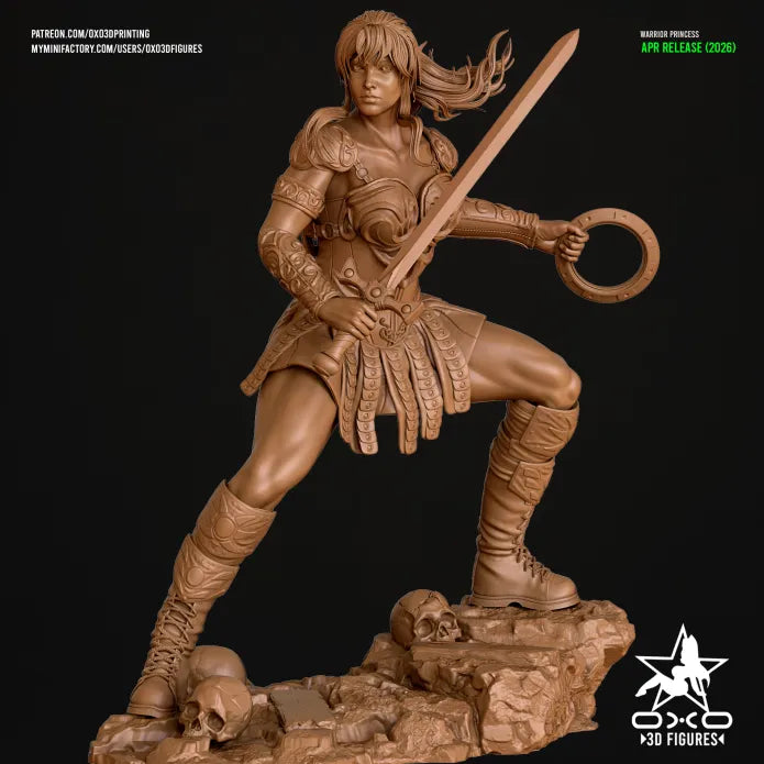 The Warrior Princess Sculpture (75mm to 500mm) - Unassembled/Unpainted/3D Print