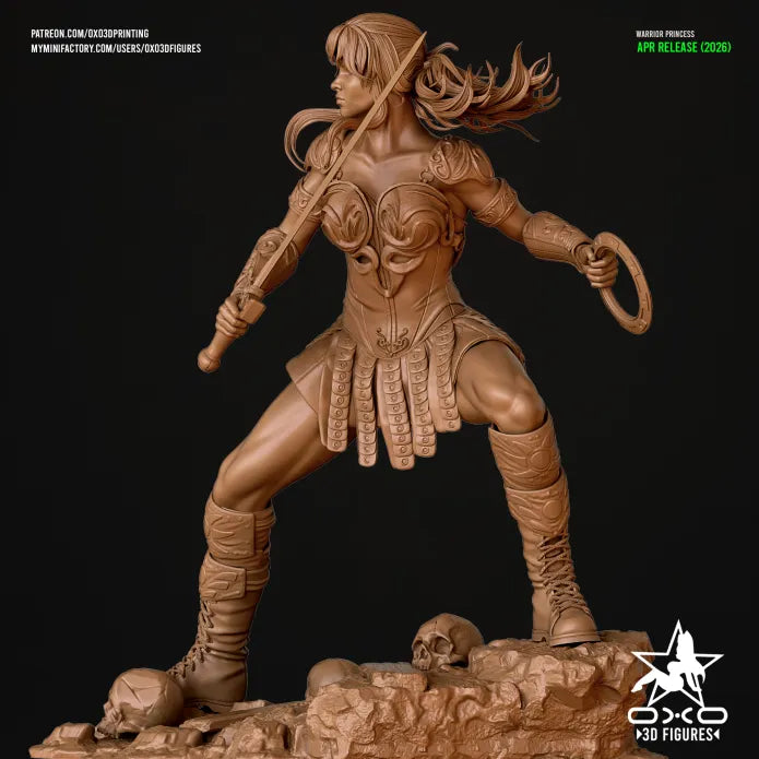 The Warrior Princess Sculpture (75mm to 500mm) - Unassembled/Unpainted/3D Print