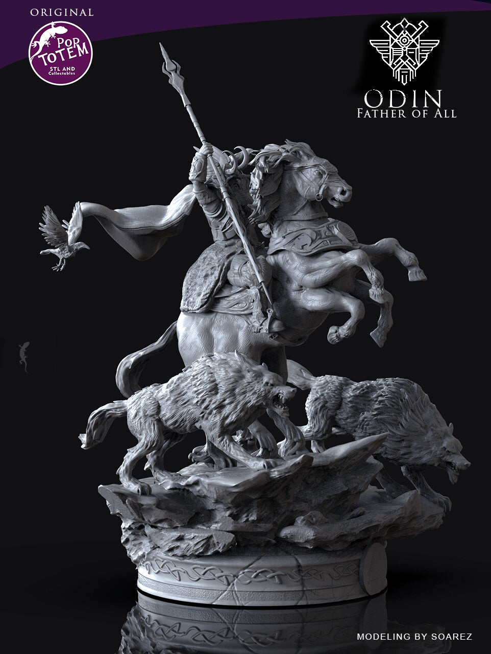 Odin and Sleipnir Sculpt by Dungeons and Dragons - Tabletop RPG Miniature - Roleplaying 3D Printed Fantasy Mini