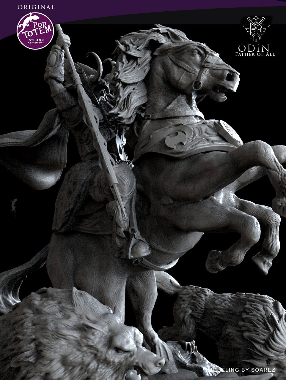 Odin and Sleipnir Sculpt by Dungeons and Dragons - Tabletop RPG Miniature - Roleplaying 3D Printed Fantasy Mini