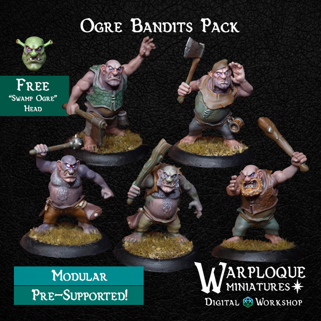 Ogre Bandits - Dungeons and Dragons - by Warp Minis- Tabletop RPG Miniature - Roleplaying 3D Printed Fantasy Mini