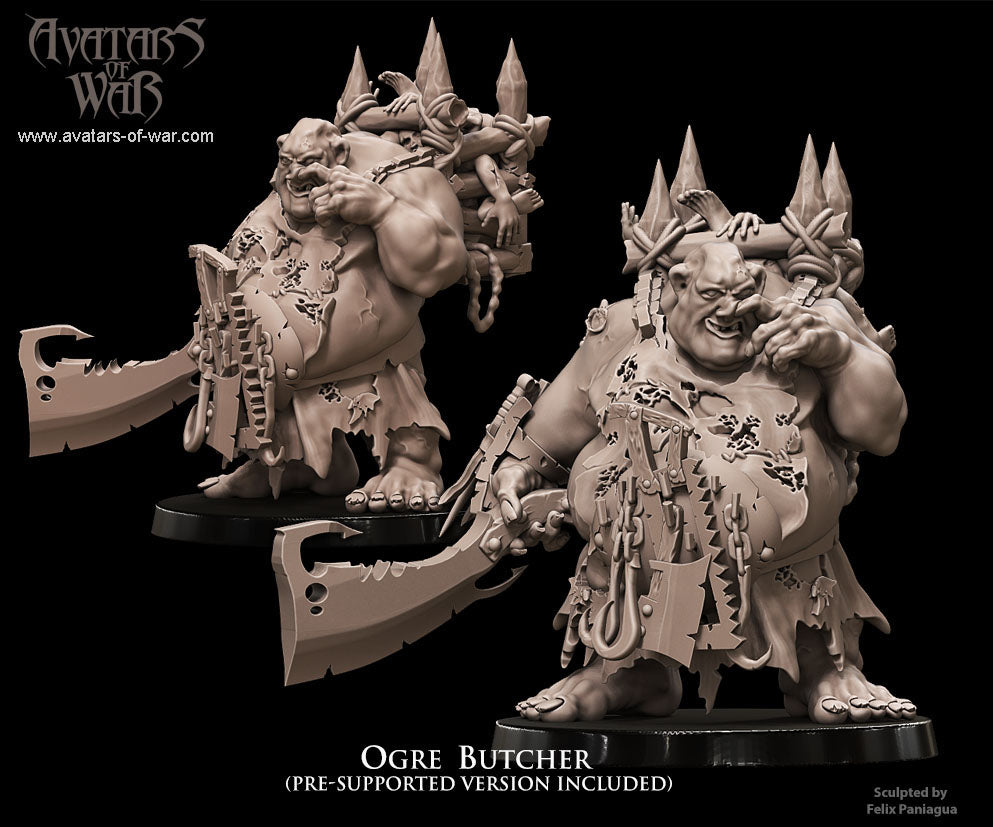 Ogre Butcher - by Avatars of War - Tabletop RPG Miniature - Roleplaying 3D Printed Fantasy Mini