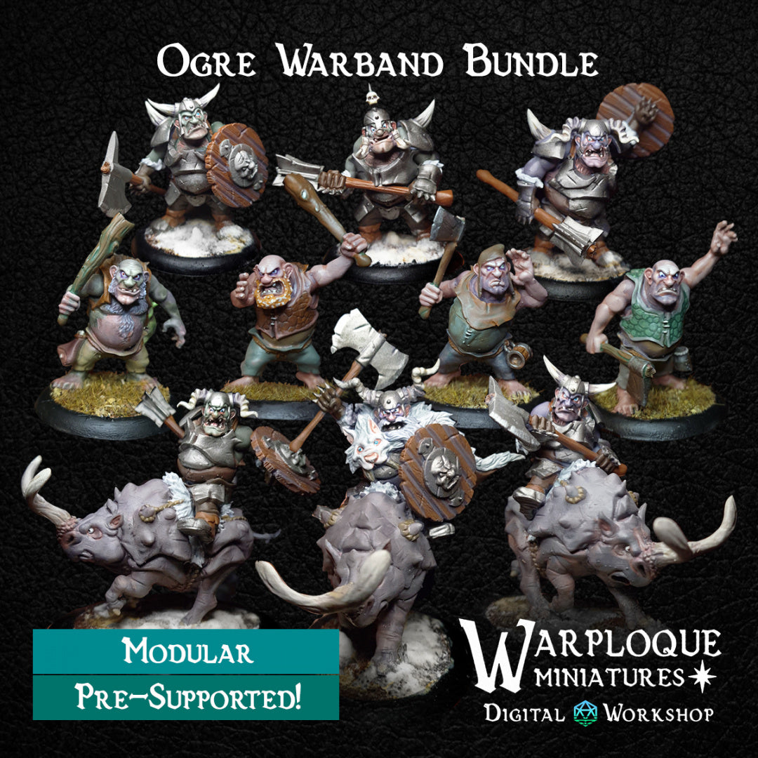 Ogre Warband Bundle - Dungeons and Dragons - by Warp Minis- Tabletop RPG Miniature - Roleplaying 3D Printed Fantasy Mini