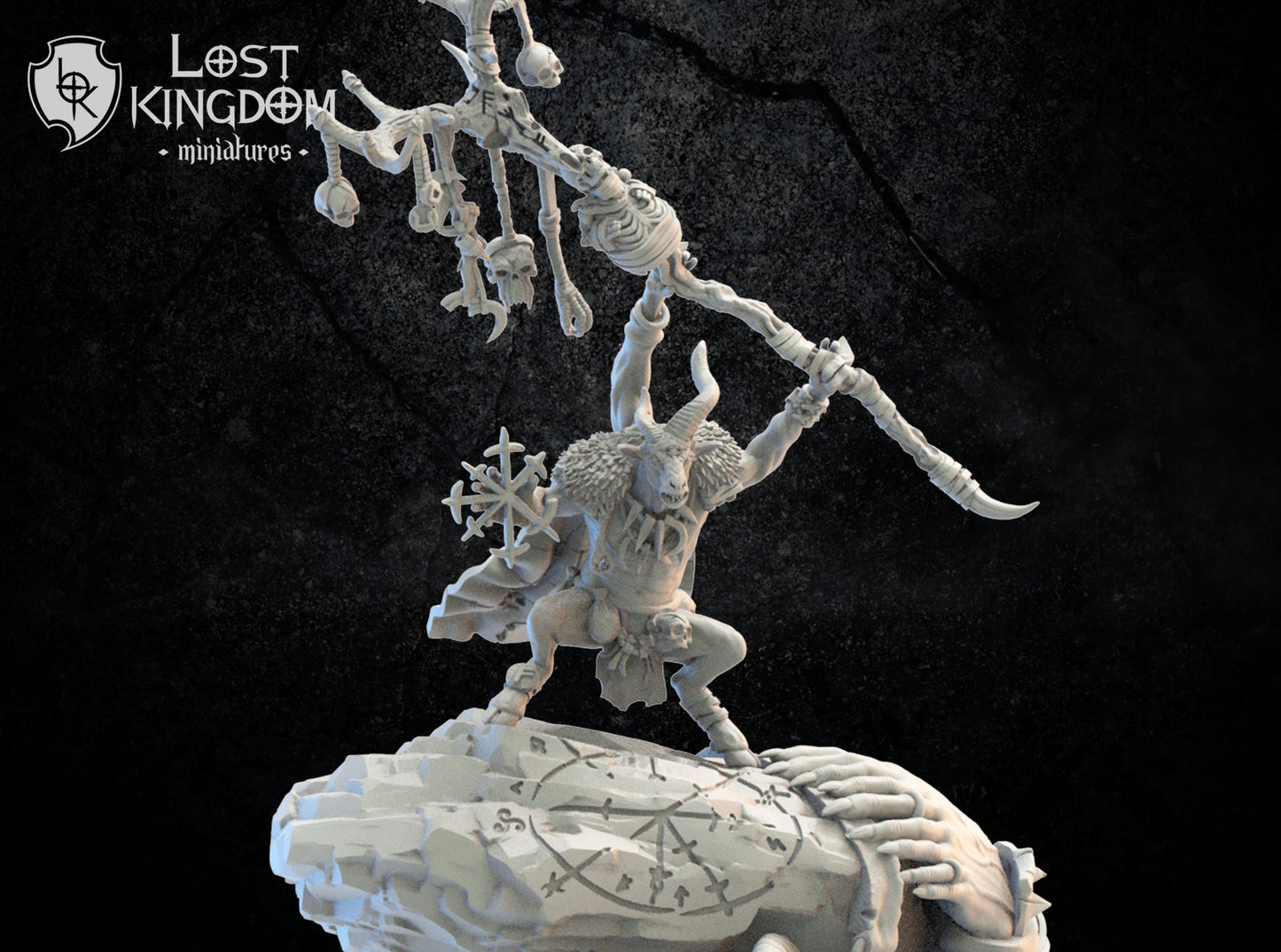 Beast-Man Shaman on Cyclops Giant Beast - Ojancano-Cuegle - Compatible with Warhammer40K - by Lost Kingdom - Tabletop RPG Miniature - Roleplaying 3D Printed Fantasy Mini