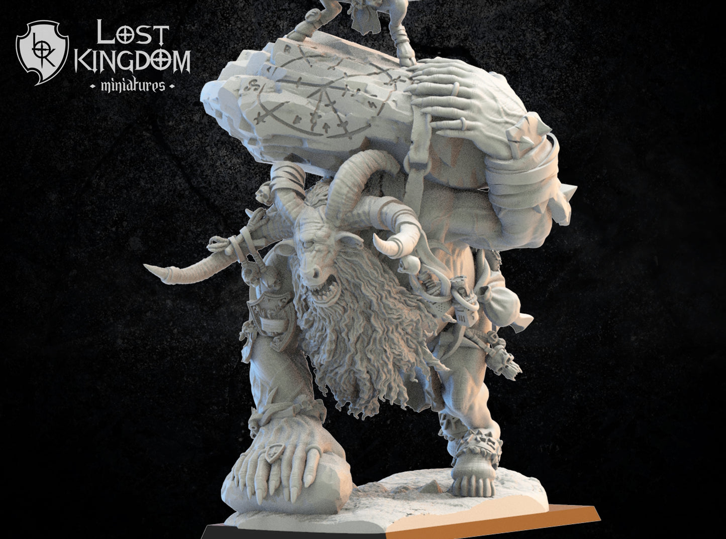 Beast-Man Shaman on Cyclops Giant Beast - Ojancano-Cuegle - Compatible with Warhammer40K - by Lost Kingdom - Tabletop RPG Miniature - Roleplaying 3D Printed Fantasy Mini