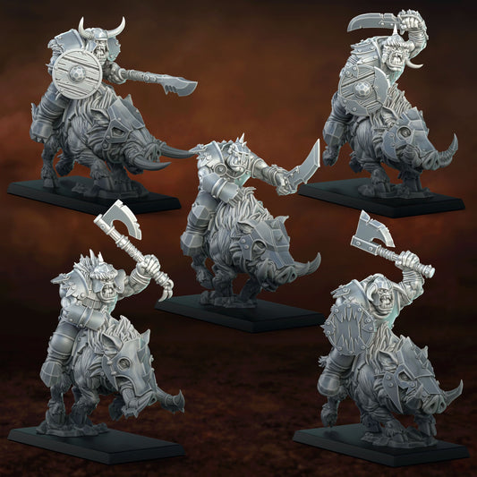 Orc Boar Riders (x5) - TTRPG - Wargaming - Dungeons and Dragons