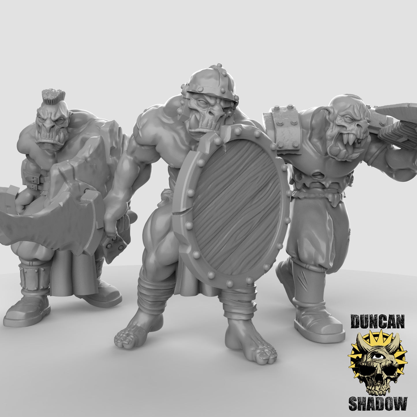 Orc's with Swords and Shields - by Duncan Shadows - Tabletop RPG Miniature - Roleplaying 3D Printed Fantasy Mini