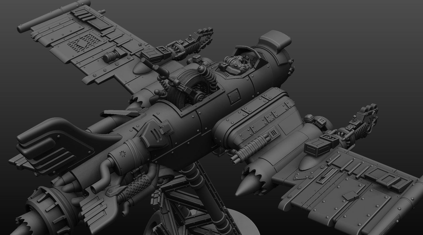 Ork Plane - Compatible with Warhammer 40K - by Bulwark Gaming - Tabletop RPG Miniature - Roleplaying 3D Printed Fantasy Mini