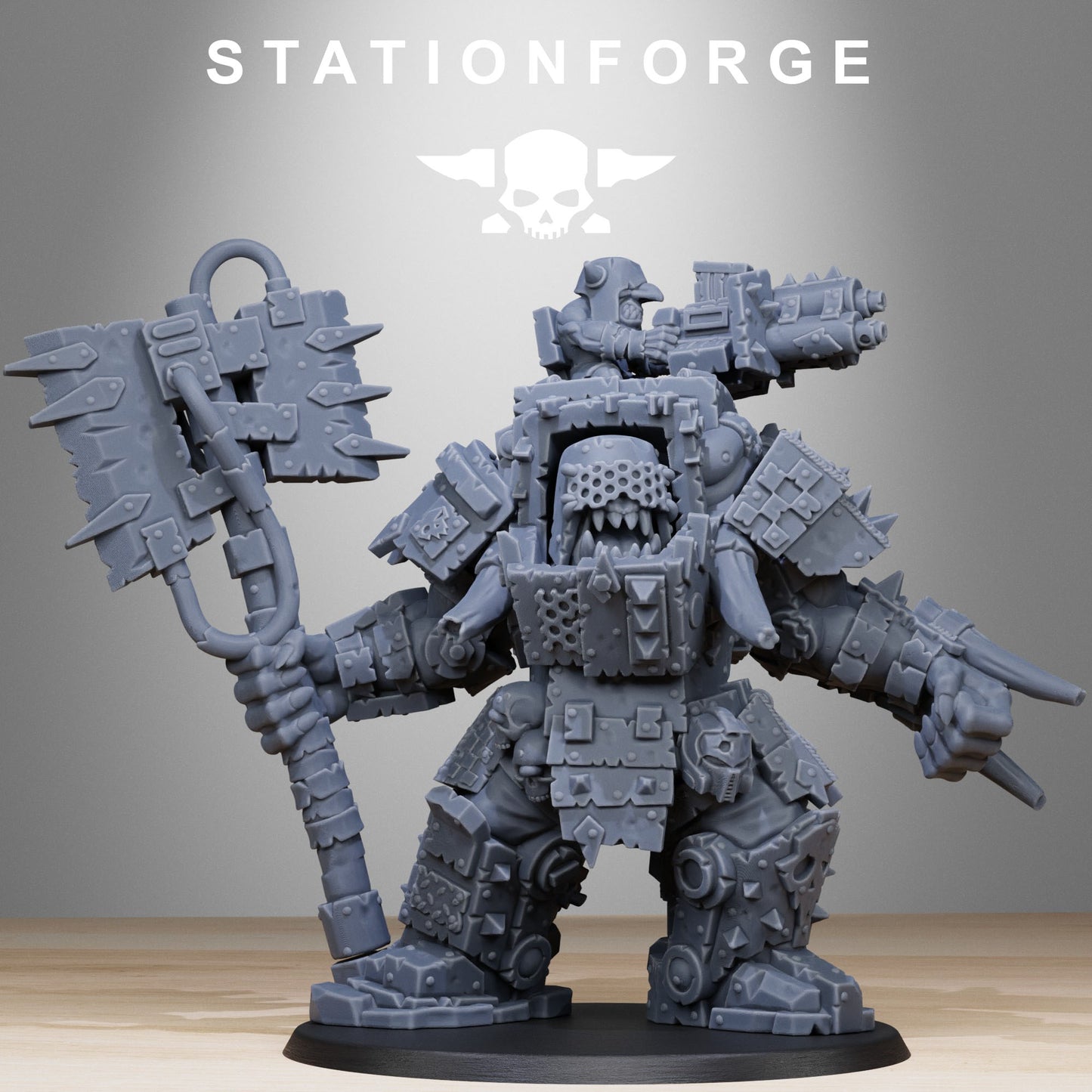 Orkaz Commander - Compatible with Warhammer 40K - by Station Forge - Tabletop RPG Miniature - Roleplaying 3D Printed Fantasy Mini