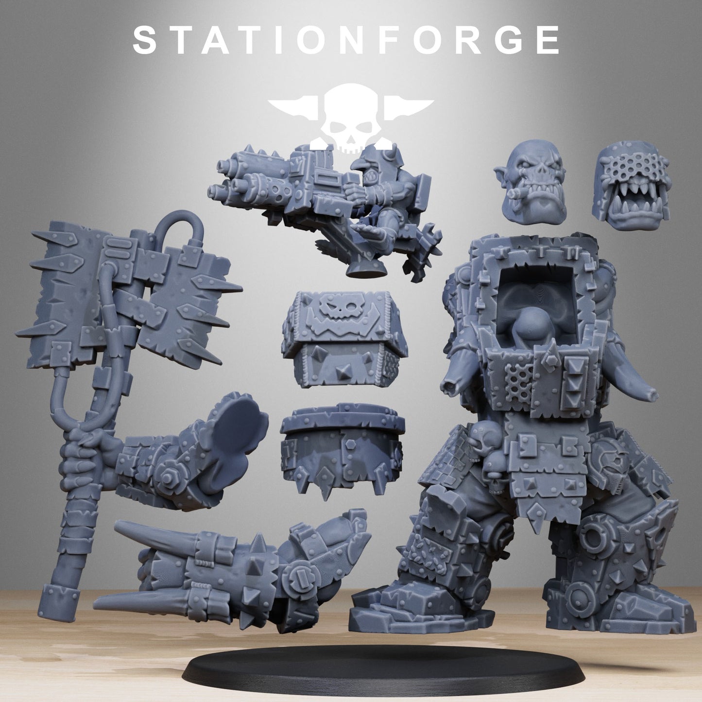 Orkaz Commander - Compatible with Warhammer 40K - by Station Forge - Tabletop RPG Miniature - Roleplaying 3D Printed Fantasy Mini