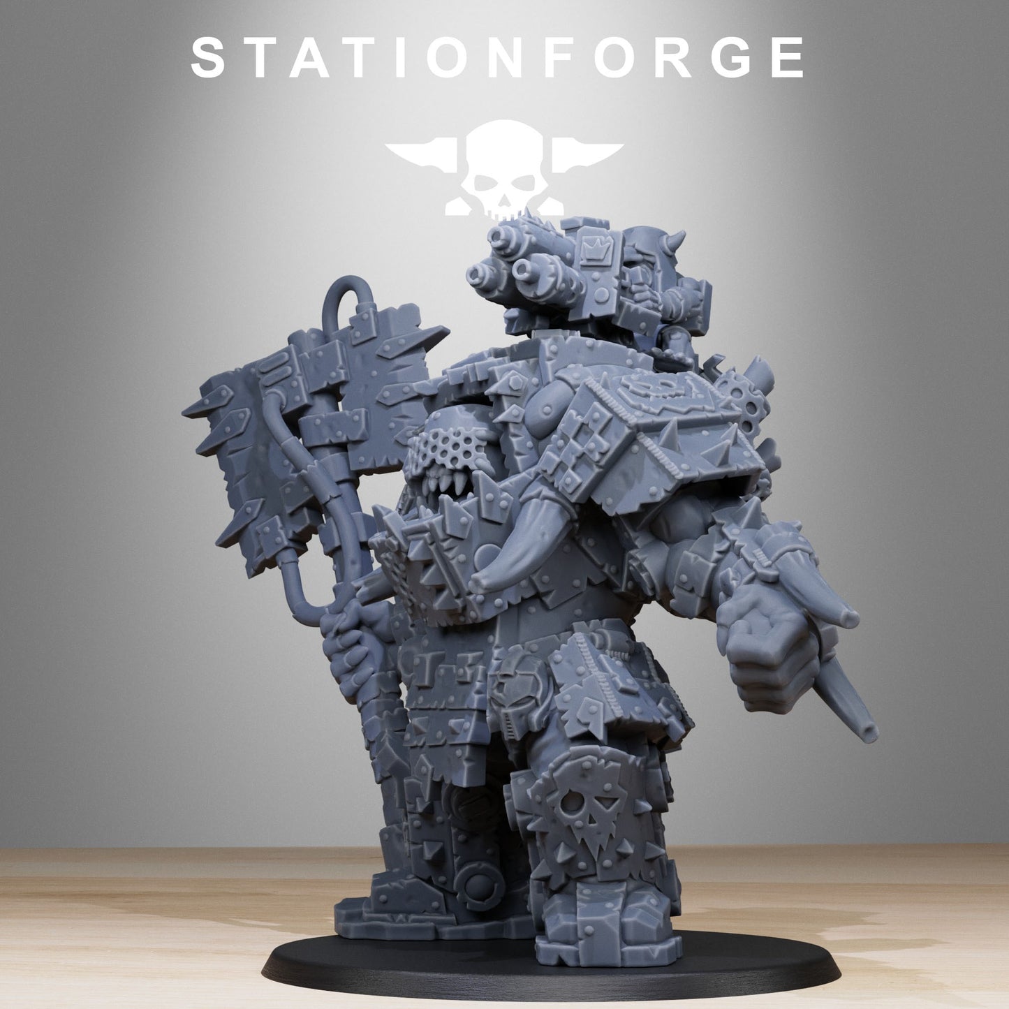 Orkaz Commander - Compatible with Warhammer 40K - by Station Forge - Tabletop RPG Miniature - Roleplaying 3D Printed Fantasy Mini