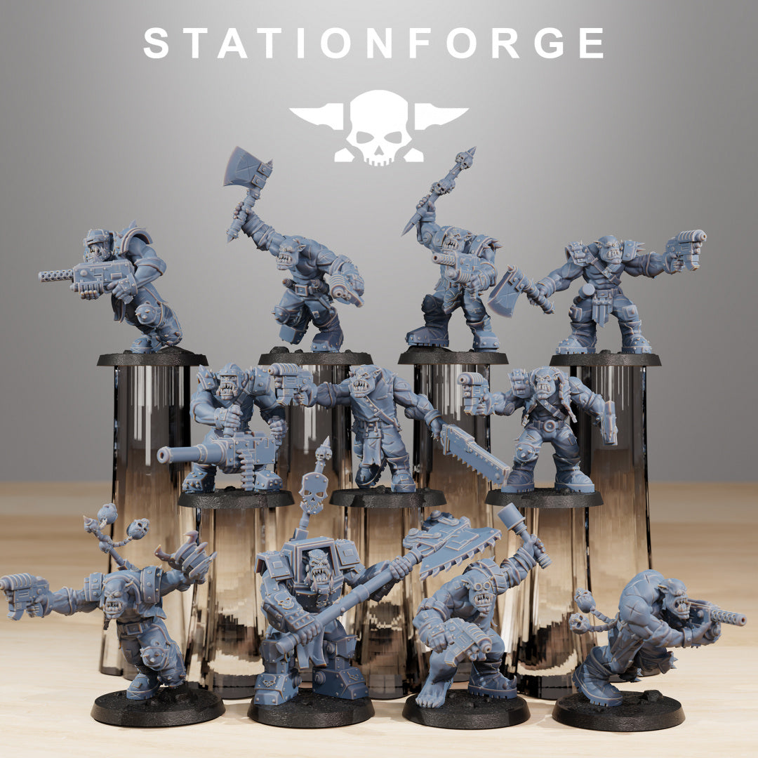 Orkaz Infantry - Compatible with Warhammer 40K - by Station Forge - Tabletop RPG Miniature - Roleplaying 3D Printed Fantasy Mini