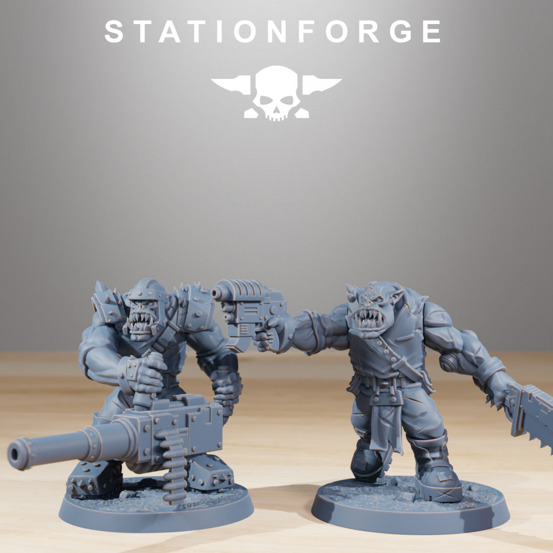 Orkaz Infantry - Compatible with Warhammer 40K - by Station Forge - Tabletop RPG Miniature - Roleplaying 3D Printed Fantasy Mini