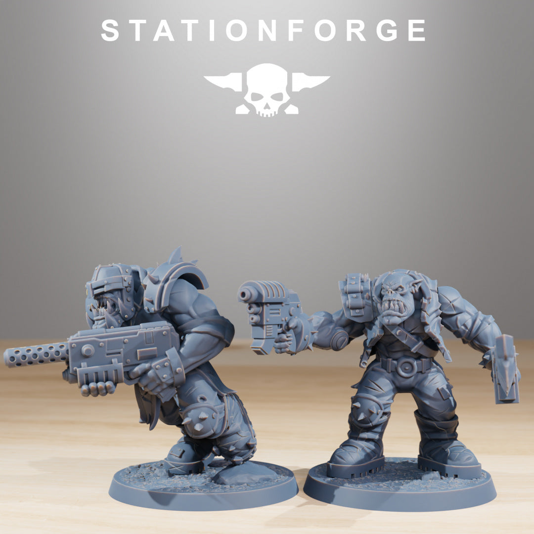 Orkaz Infantry - Compatible with Warhammer 40K - by Station Forge - Tabletop RPG Miniature - Roleplaying 3D Printed Fantasy Mini