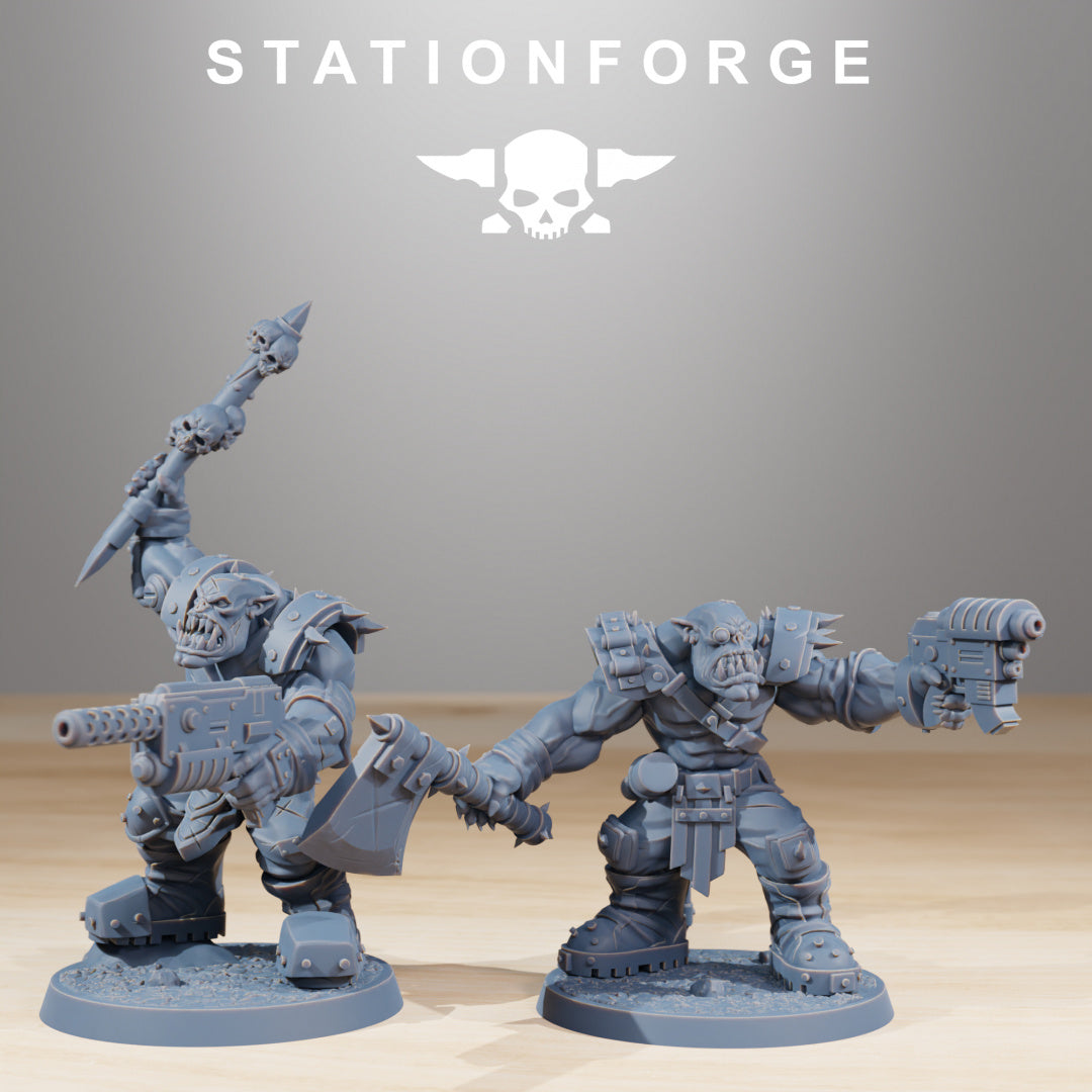 Orkaz Infantry - Compatible with Warhammer 40K - by Station Forge - Tabletop RPG Miniature - Roleplaying 3D Printed Fantasy Mini