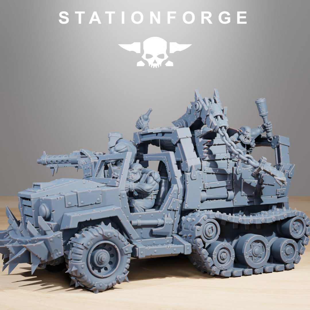 Orkaz Party Wagon - Compatible with Warhammer 40K - by Station Forge - Tabletop RPG Miniature - Roleplaying 3D Printed Fantasy Mini