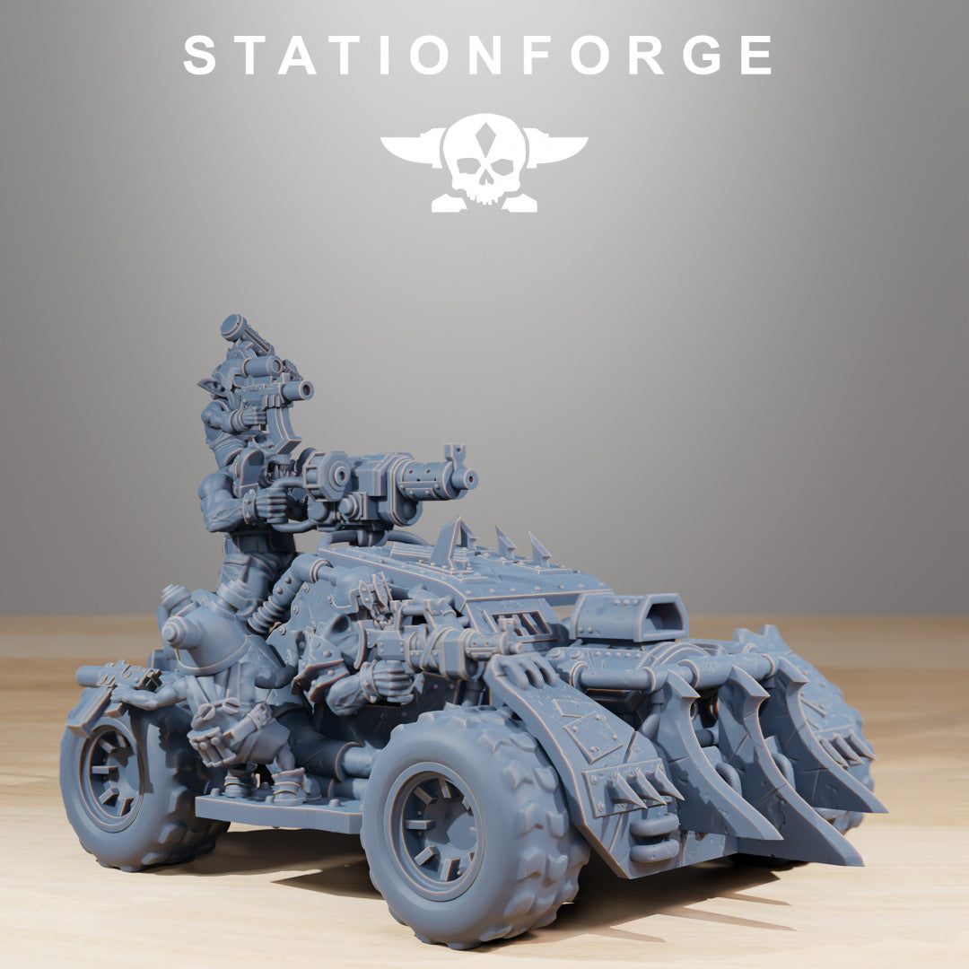 Orkaz Speedsters - Compatible with Warhammer 40K - by Station Forge - Tabletop RPG Miniature - Roleplaying 3D Printed Fantasy Mini