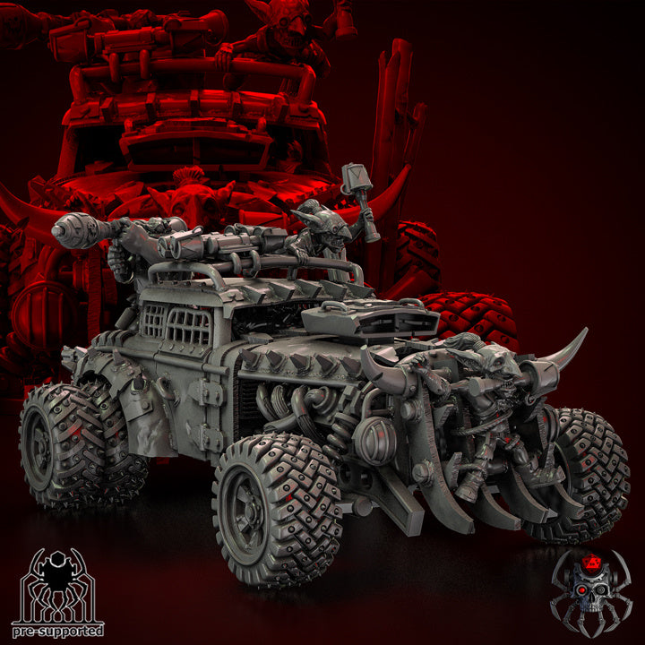 Orkz Hottruck - Compatible with Warhammer 40K - by EightLegged Miniatures - Tabletop RPG Miniature - Roleplaying 3D Printed Fantasy Mini