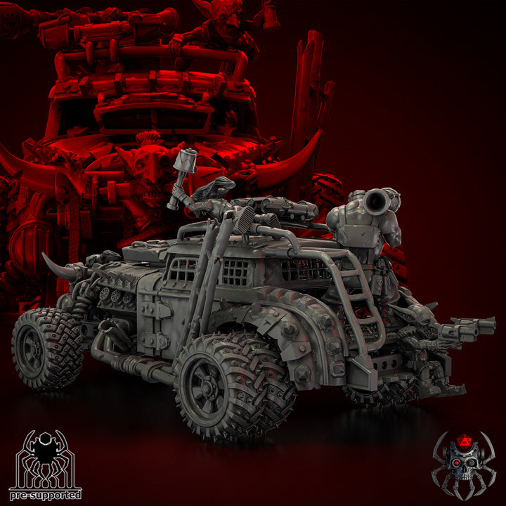 Orkz Hottruck - Compatible with Warhammer 40K - by EightLegged Miniatures - Tabletop RPG Miniature - Roleplaying 3D Printed Fantasy Mini