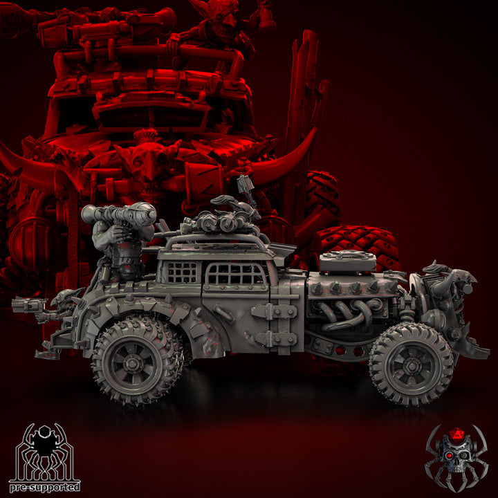 Orkz Hottruck - Compatible with Warhammer 40K - by EightLegged Miniatures - Tabletop RPG Miniature - Roleplaying 3D Printed Fantasy Mini