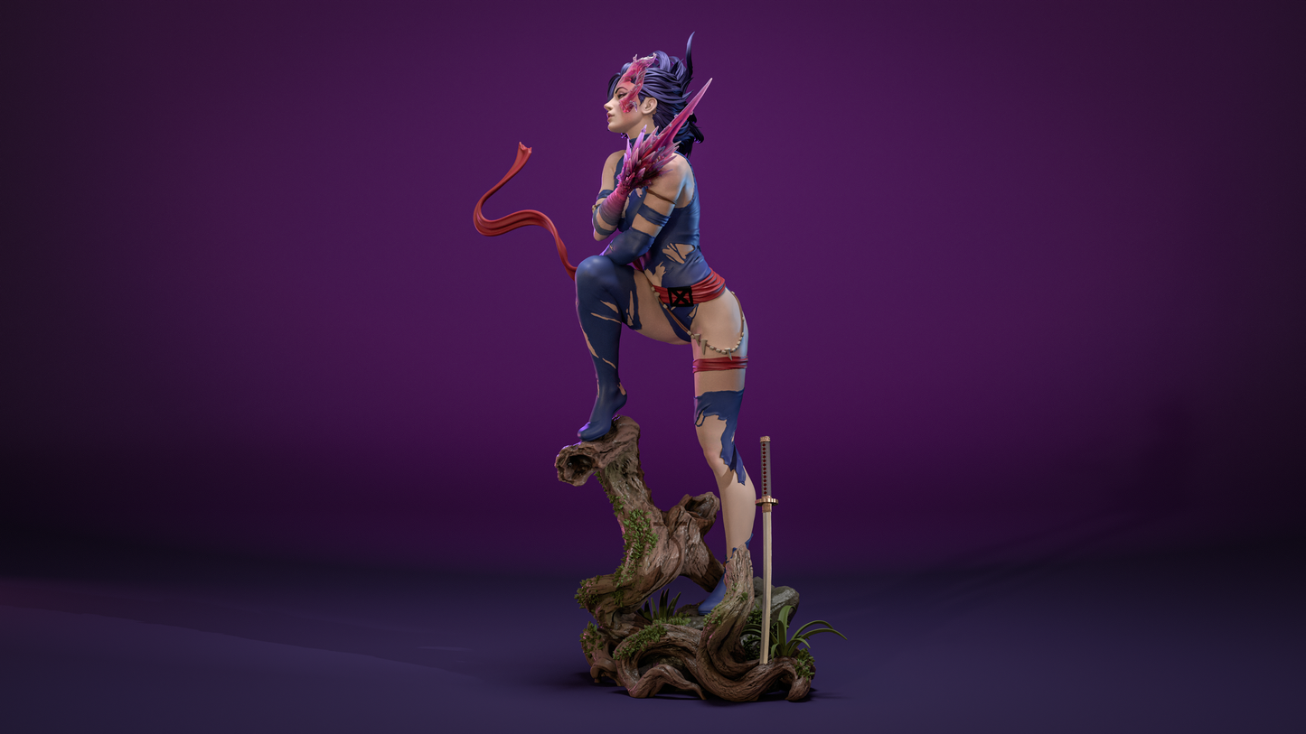 Savage Land Psylocke Sculpture (75mm to 500mm) - Unassembled/Unpainted/3D Print