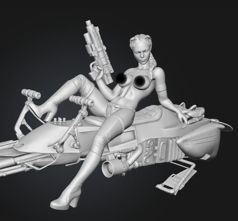 Princess Padme on Speeder Sculpture (75mm to 500mm) - Unassembled/Unpainted/3D Print