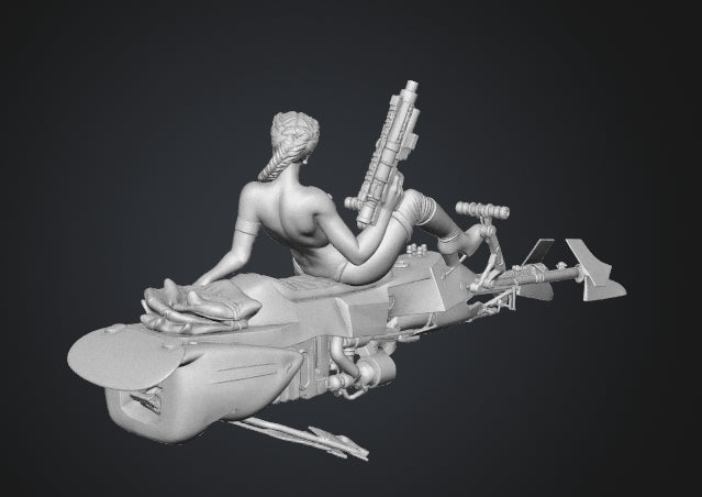 Princess Padme on Speeder Sculpture (75mm to 500mm) - Unassembled/Unpainted/3D Print