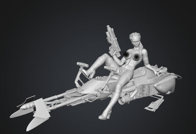 Princess Padme on Speeder Sculpture (75mm to 500mm) - Unassembled/Unpainted/3D Print