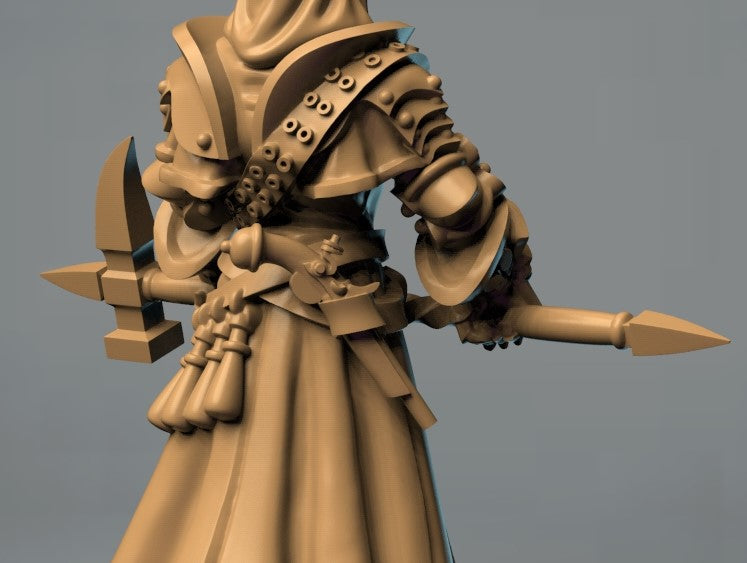 paladin with double hammer - by Herospawnspot- Tabletop RPG Miniature - Roleplaying 3D Printed Fantasy Mini