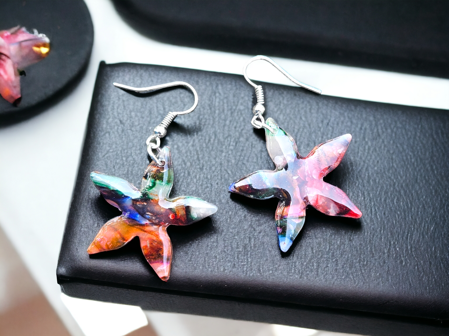 Handmade Earrings - Multicolor Clay Earrings - Star And Moon Earrings - Polymer Clay Earrings