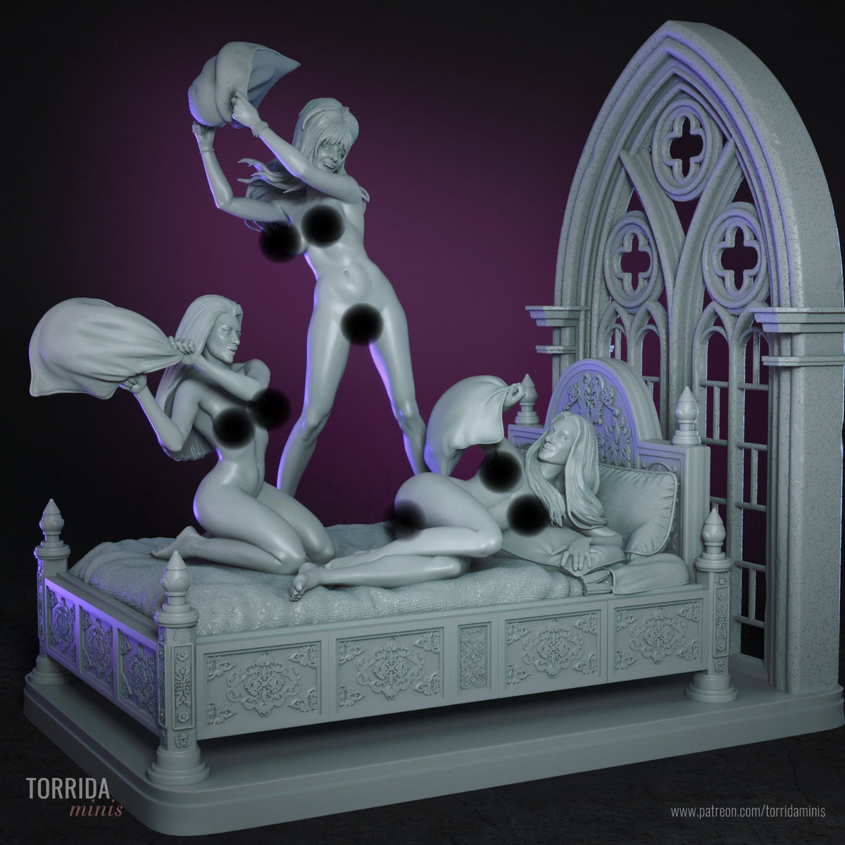 Halloween Pillow Fight NSFW Diorama(75mm to 500mm) - Unassembled/Unpainted/3D Print