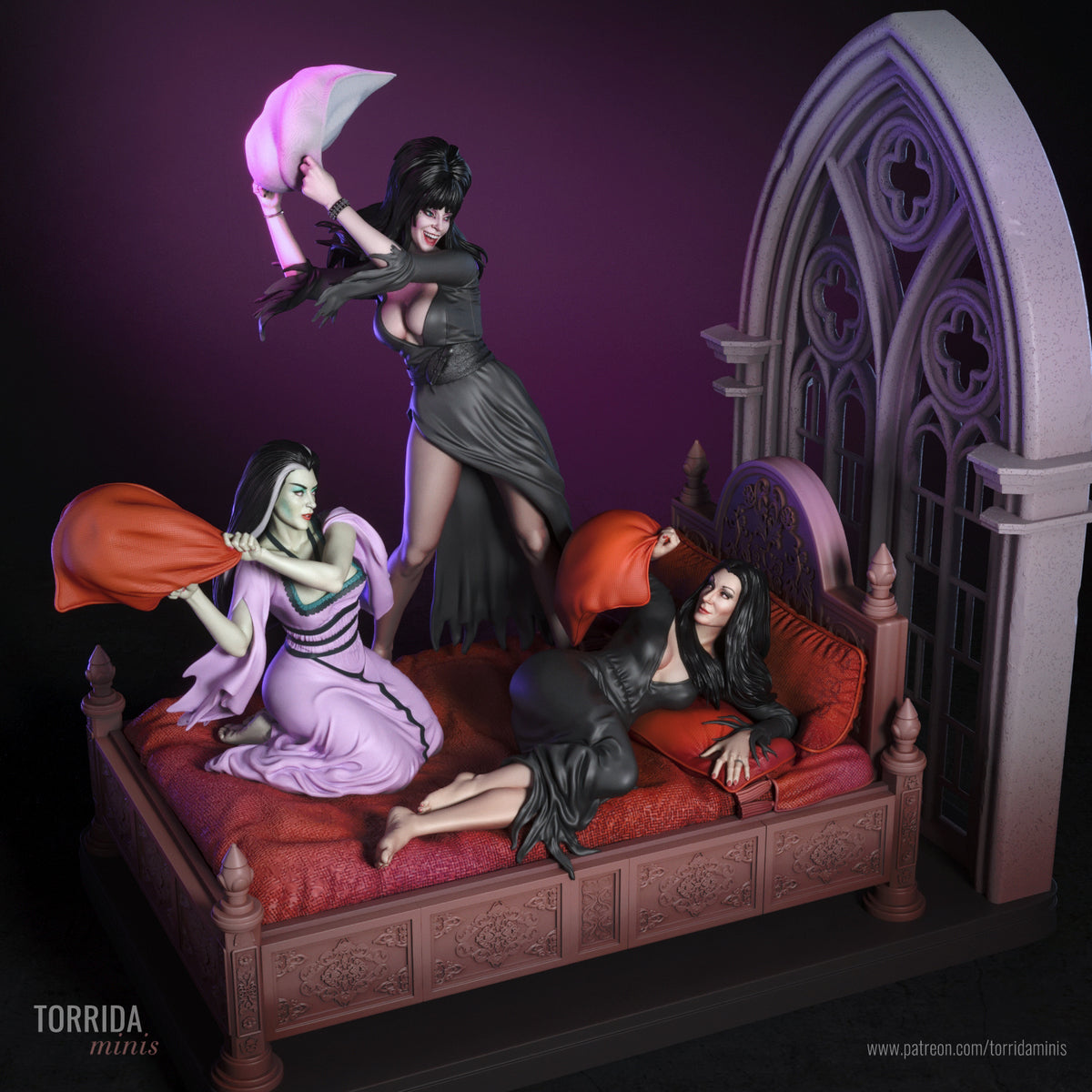 Halloween Pillow Fight Diorama(75mm to 500mm) - Unassembled/Unpainted/3D Print