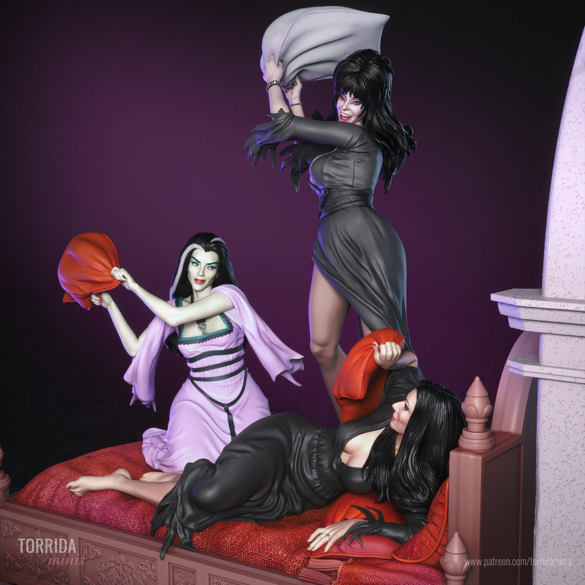 Halloween Pillow Fight Diorama(75mm to 500mm) - Unassembled/Unpainted/3D Print