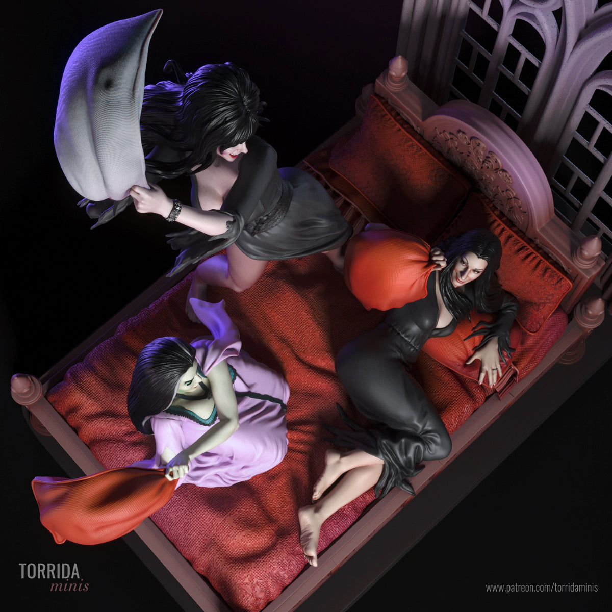 Halloween Pillow Fight Diorama(75mm to 500mm) - Unassembled/Unpainted/3D Print