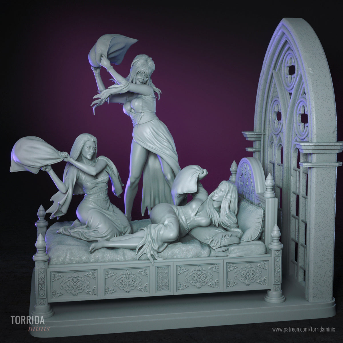 Halloween Pillow Fight Diorama(75mm to 500mm) - Unassembled/Unpainted/3D Print
