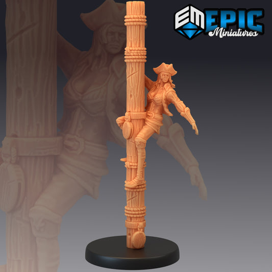 Pirate Boatswain Climbing - by Epic Miniatures - Tabletop RPG Miniature - Roleplaying 3D Printed Fantasy Mini