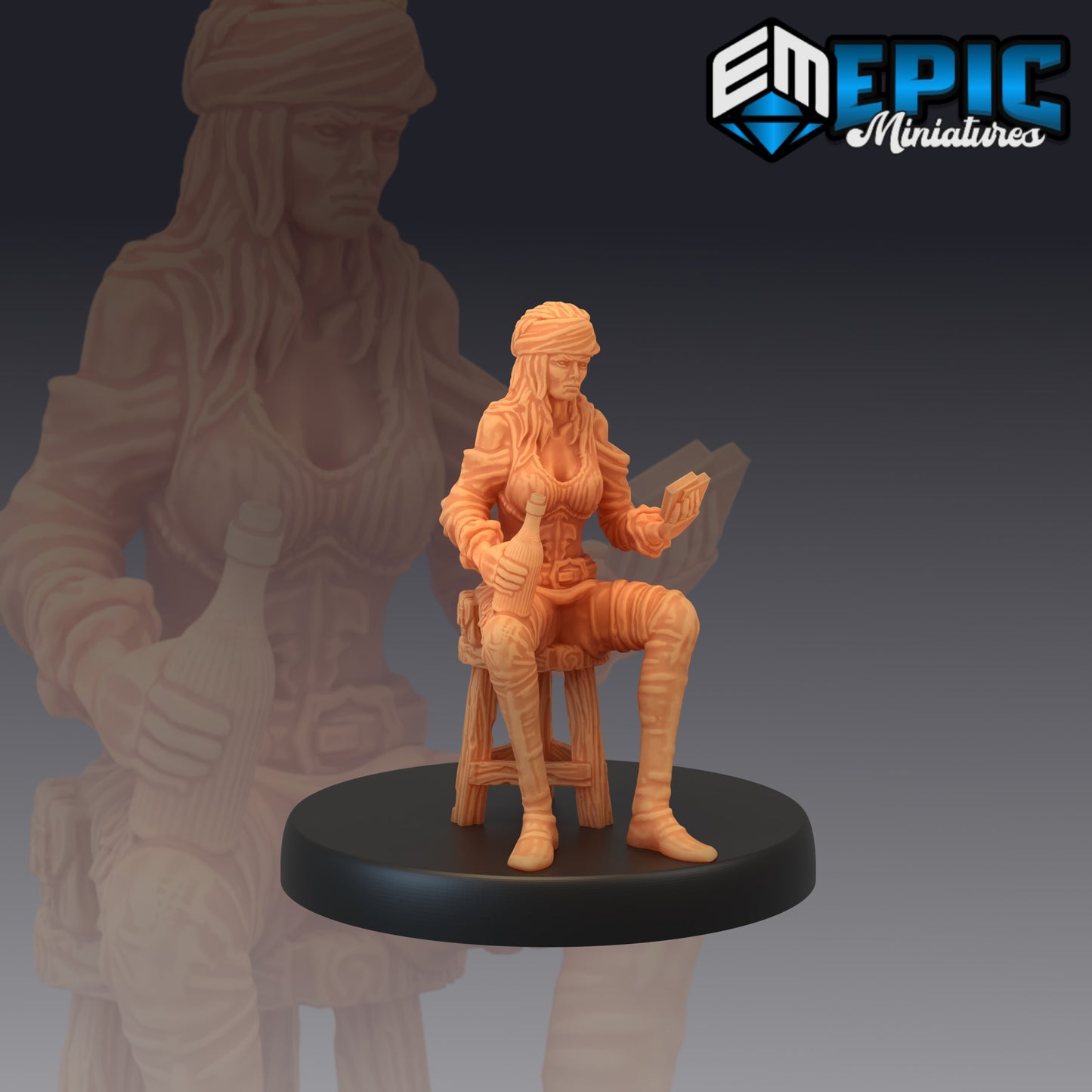 Pirate Gunner Gambling - by Epic Miniatures - Tabletop RPG Miniature - Roleplaying 3D Printed Fantasy Mini