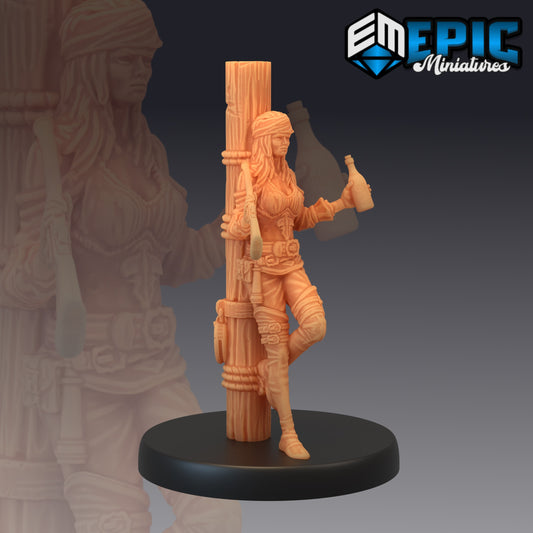 Pirate Gunner Leaning - by Epic Miniatures - Tabletop RPG Miniature - Roleplaying 3D Printed Fantasy Mini